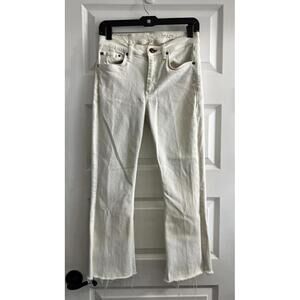 Rag & Bone Peyton Mid-Rise Bootcut Jeans Ivory Distressed Women Sz 26 (26x25)